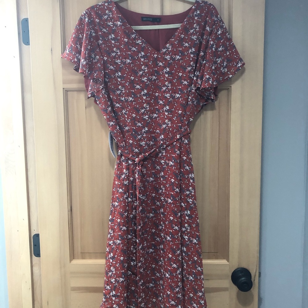 Peach floral midi dress